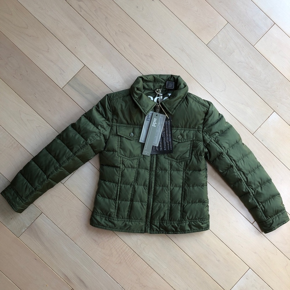 ADD Down boys girls green jacket 8